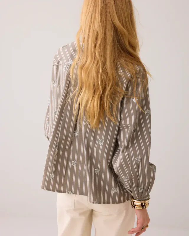 Summum a-line stipet skjorte, beige