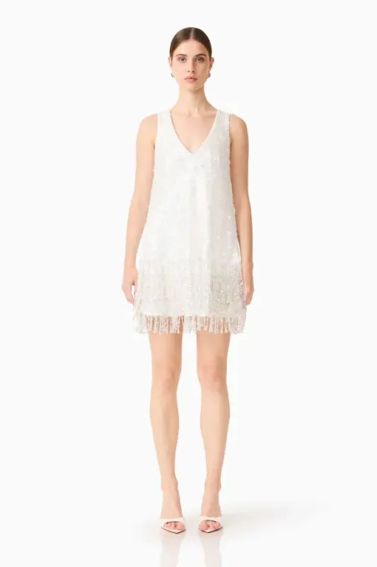 Elliat Alessia embelished shift mini dress in white