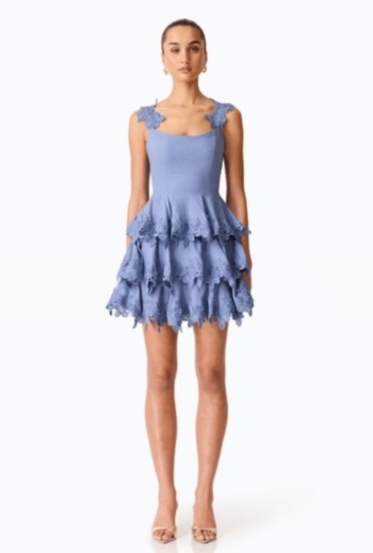 Elliat, Miri frill mini dress, gråblå