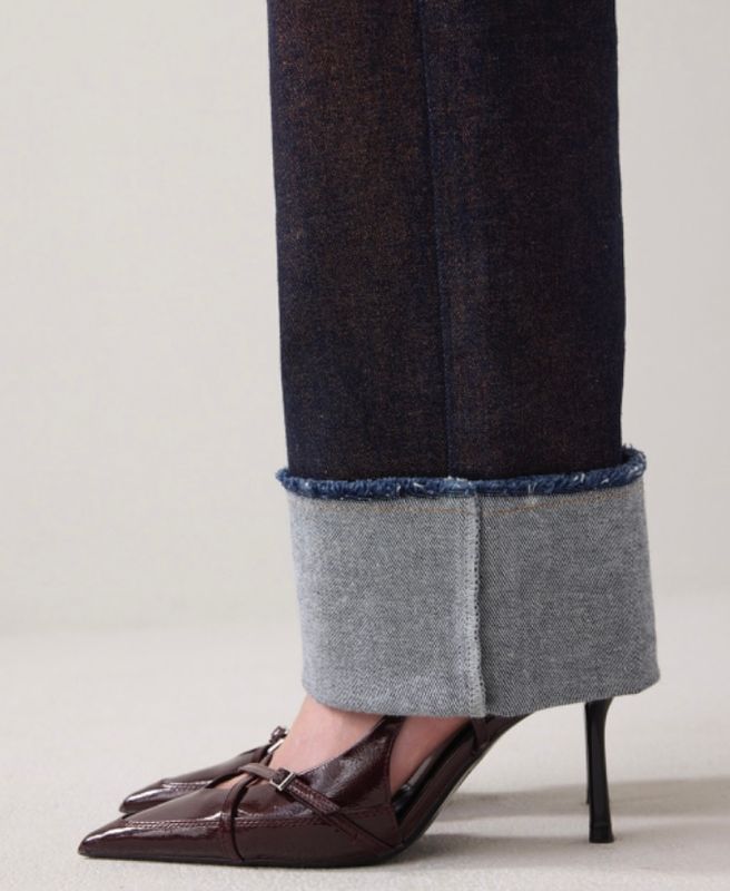 Summum bronze coated dark blue denim jeans