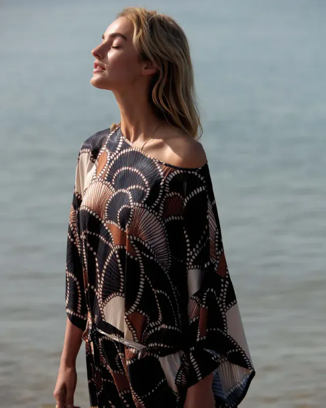 Summum satin print dress, multicolor