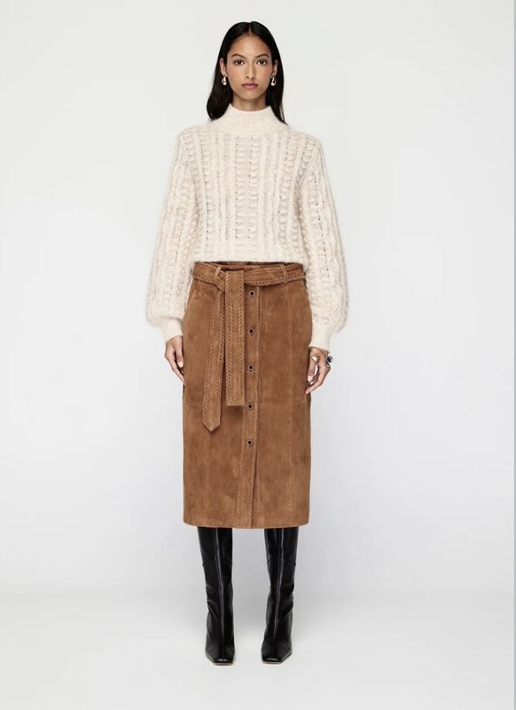 MOS Nola suede midi skirt, karamell