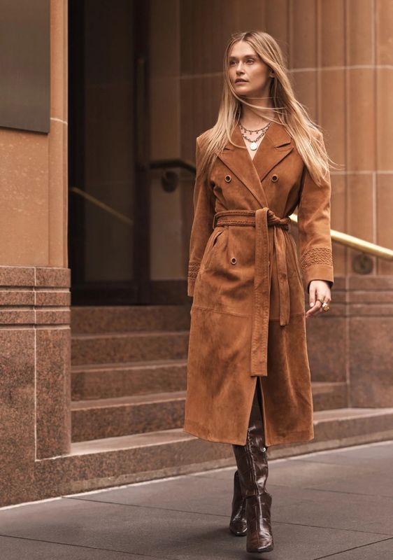 MOS Nola suede coat, karamell