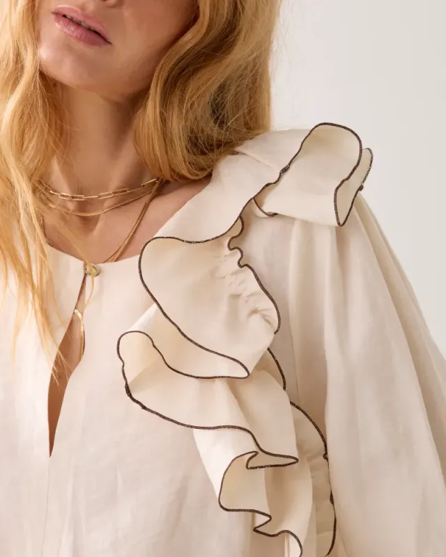 Summum top long sleeve, ivory black