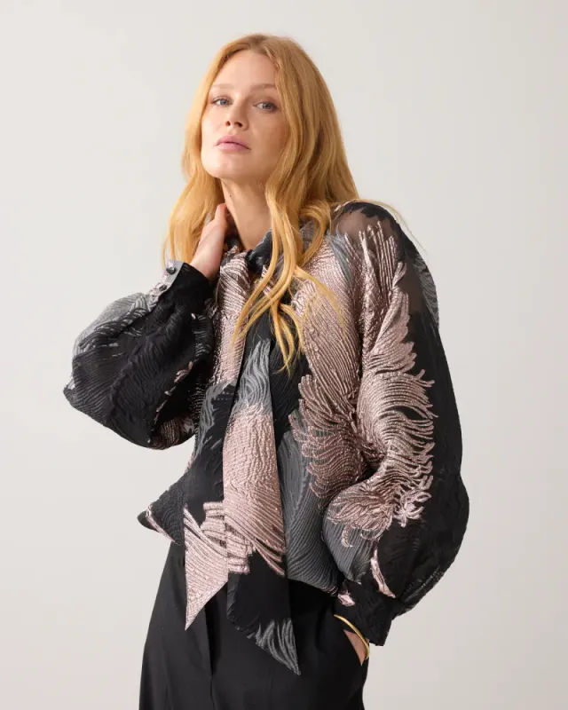 Summum jacquard top bow, flerfarget